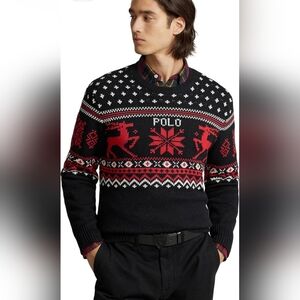 Men's Polo Ralph Lauren Cotton Cashmere Raindeer Sweater & Socks L, XL